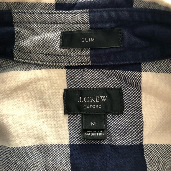 J. Crew Blue & Cream Buffalo Check Oxford Shirt, Medium, Slim - Picture 5 of 8